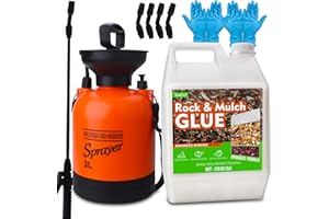 Mulch Glue for Landscaping with Pump Sprayer 1.3Gallon, Ready to Use Gravel Binder & Rock Glue, Fast Drying Non-Toxic Clear G