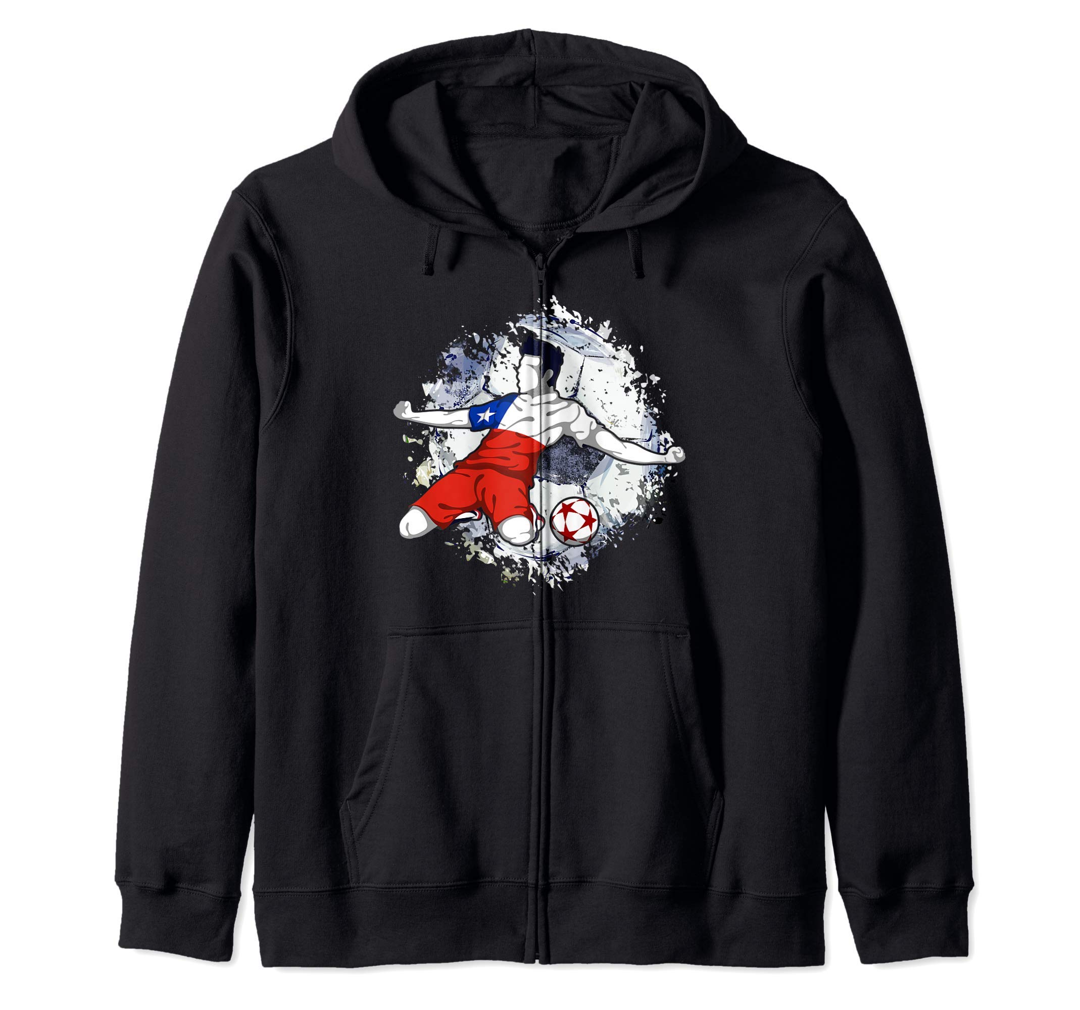 Chile Soccer Chilean National Flag Proud Football Striker Zip Hoodie