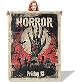 Plistiz Horror Halloween Throw Blanket for Women Girls Boys, Soft Flannel Blankets Gifts for Living Room Couch, Home, Sofa Decor, 50"x60"