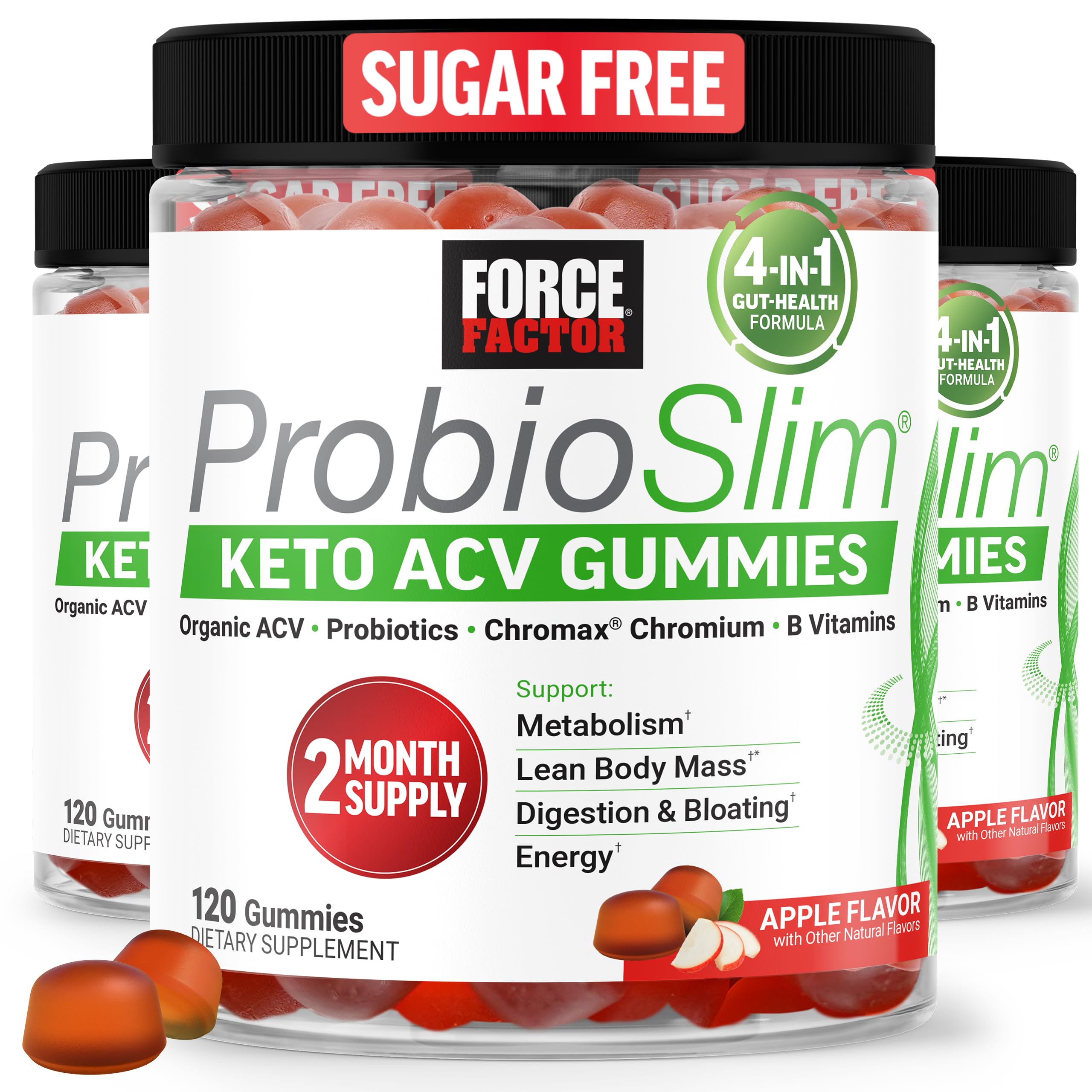 Photo 1 of  EXP 11/2026
Force Factor ProbioSlim Keto ACV Gummies, Organic Apple Cider Vinegar Gummies with LactoSpore Probiotics & Prebiotics to Support Digestion, Metabolism, & Immune Health, 1 Net Carb, Apple Flavor, 360ct