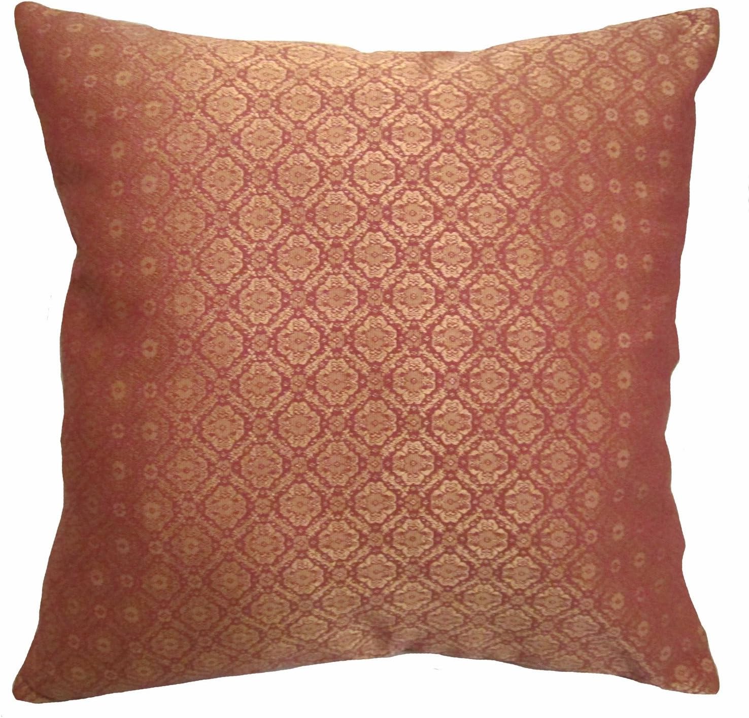 18x18 Salmon Pink Abstract Floral Brocade Decorative Throw Pillow Home & Kitchen