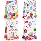 24 Pieces Birthday Gift Bags With Seal Stickers - Party Favor Goodie Bags for Candy and Supplies