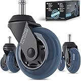 STEALTHO Patented Replacement Office Chair Caster Wheels Set of 5 - Protect Your Floor - Quick & Quiet Rolling Over Cables -