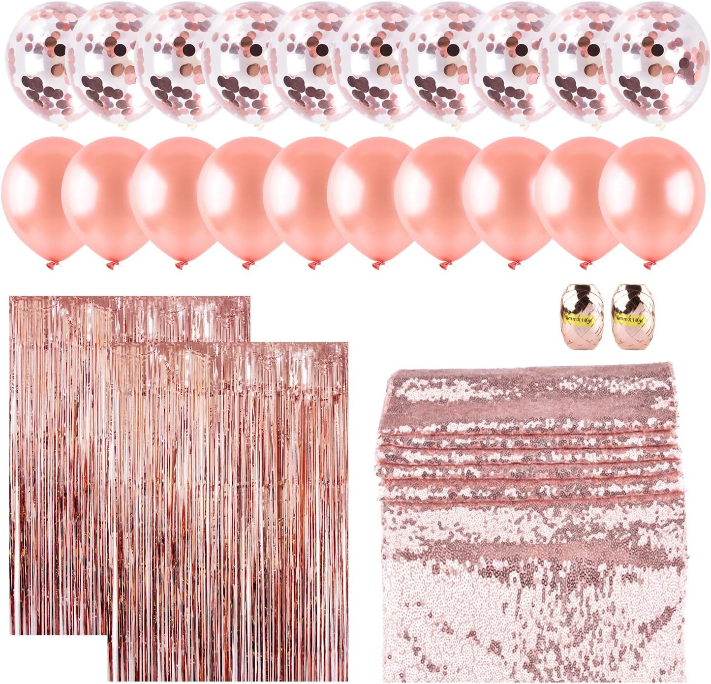 4pcs Rose Gold Table Runner Bridal Shower Tablecloth - Sequin Tablecloth for Wedding/Party/Birthday Decoration and Baby Shower - 12x108Inch