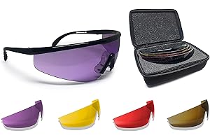 Bertoni Shooting Glasses with 4 Interchangeable Lenses and Carrying Case – AF899 Italy Tactical Protective Safety Glasses with RX Optical Prescription Carrier - Shiny Black