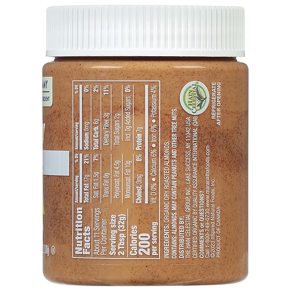 MARANATHA ORGANIC CREAMY ROASTED ALMOND BUTTER, 12 OUNCE JAR