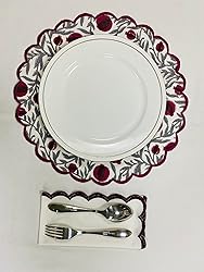 Ridhi Sangria Red Bo-ho Round Place Mat Double