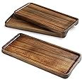 Miusco Wooden Platters Set of 3, 11.8 Inch Natural Acacia Wood Tray, Wooden Cheese Plate, For Serving, Handcrafted Wooden Dis