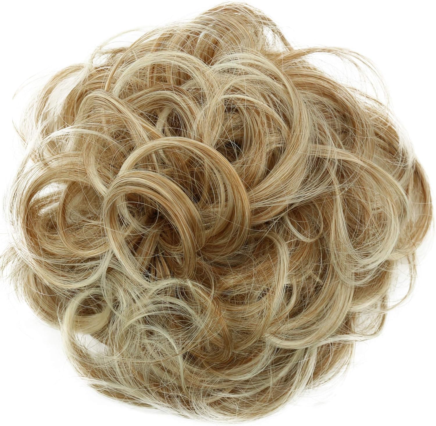 CAISHA Large Hairpiece Scrunchy Instant Updo Curly Messy Bun Blond Mix G7E, blond mix #27T613 G7E, 15 cm x 6 cm