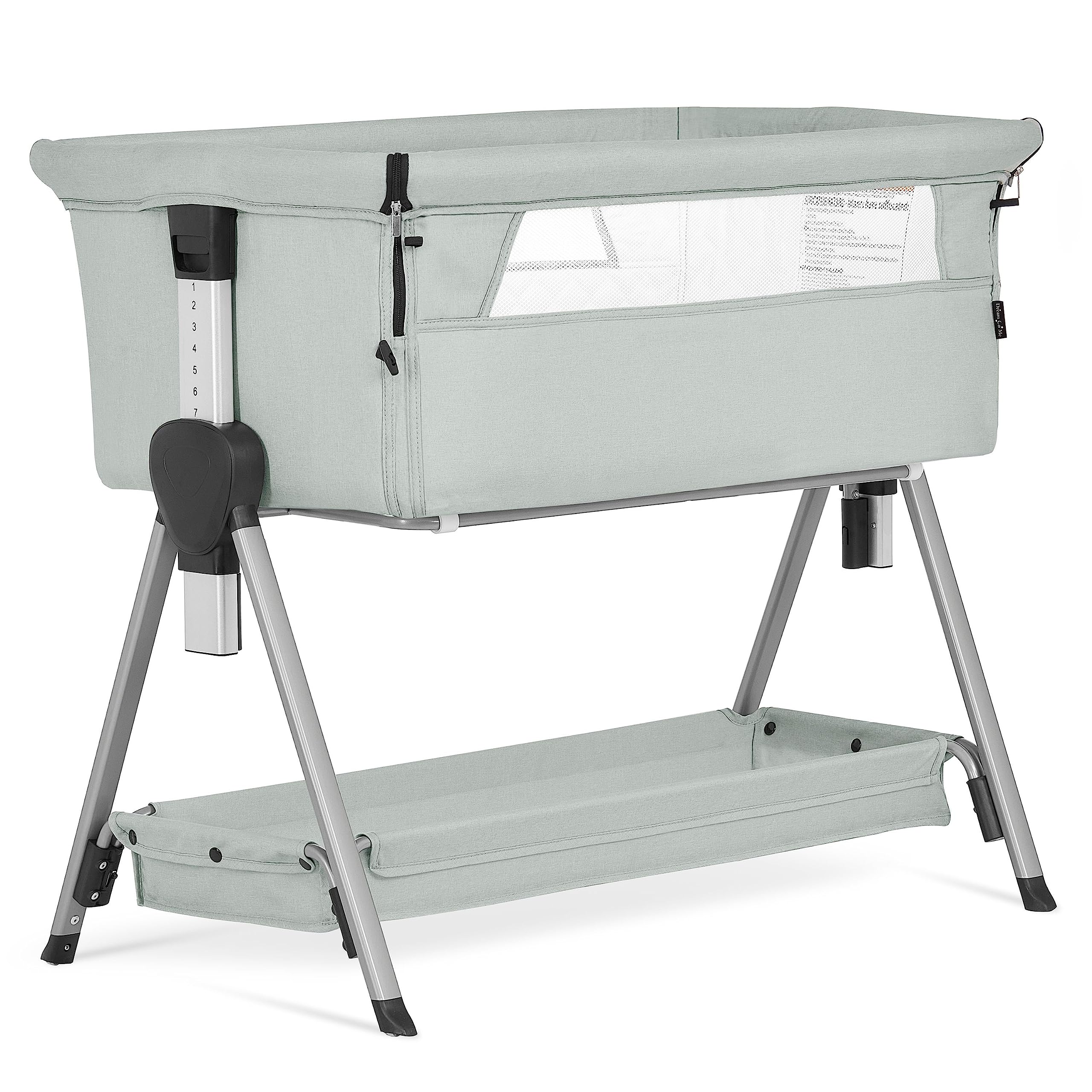 Lilly Bedside Bassinet for Baby, Lightweight and Portable Baby Bassinet, Seven Position Adjustable Height with Large Storage Area