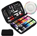 JUNING Sewing Kit with Case 130 pcs Threads Scissors Needles Travel Emergency