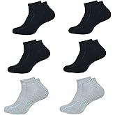 CRAFTS STUDIO USA Men's Ankle Socks, Pack of 6, Color - 4 Black, 2 Grey, Size - 14 to 16