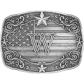 Absbolo Western Belt Buckle Men Initial Letter ABCDJRM to Z Silver Cowboy Belt Buckles for Women