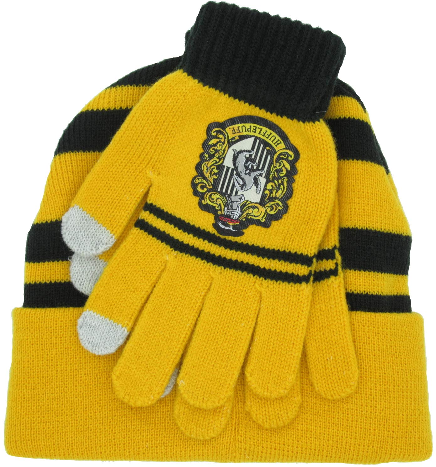 Harry Potter Complete HAT and GLOVES Adult Size House of HUFFLEPUFF Original 100% Official School of Magic Hogwarts