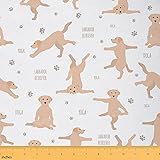 Cartoon Dog Fabric by The Yard, Labrador Retriever