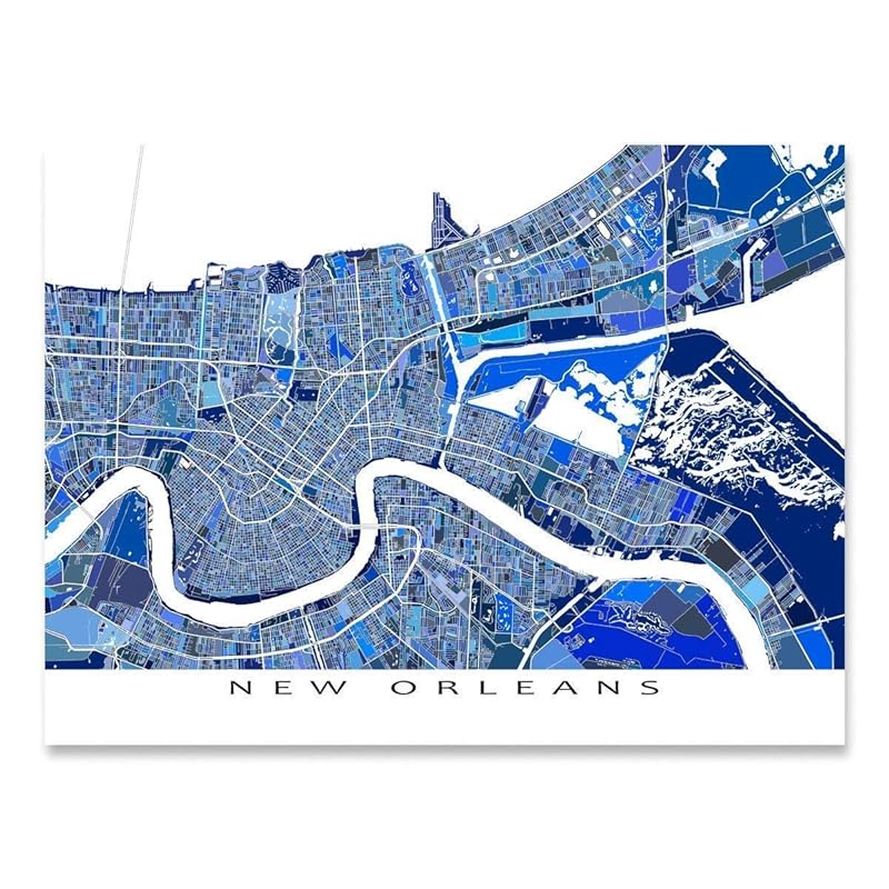New Orleans Map Wall Art Print 8x10, New Orleans Poster