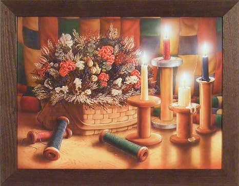 Amazon Homespun Treasures By Doug Knutson 22 X 28国キャンドルドライフラワーアートプリント壁飾りフレーム 画像 アートフレーム ポスター オンライン通販