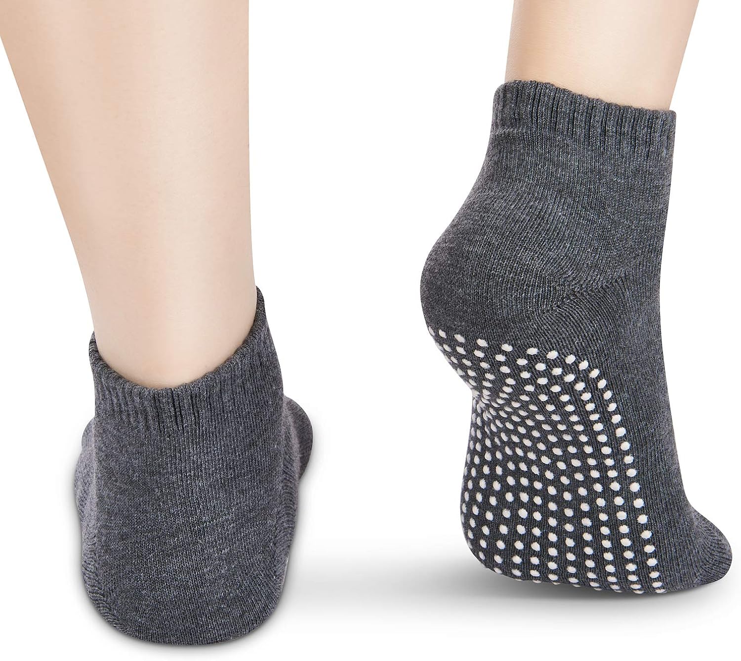 4 Pairs Anti Slip Non Skid Unisex Socks for Women Men Grip Socks for Yoga Home Barre Pilates Hospital Workout: Clothing
