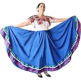 Authentic Mexican Skirt for Women Traditional Made by Original Mexican Artisans in Guerrero - Folklorico Dress - folklorico Skirt for Girls - Traje folklorico Mexicano - Mexican folklorico Skirts Blue