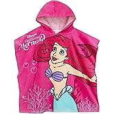 Disney Girls Beach Hooded Towel | Ariel Towel Poncho | Cotton The Little Mermaid Towels for Girls | One Size Pink