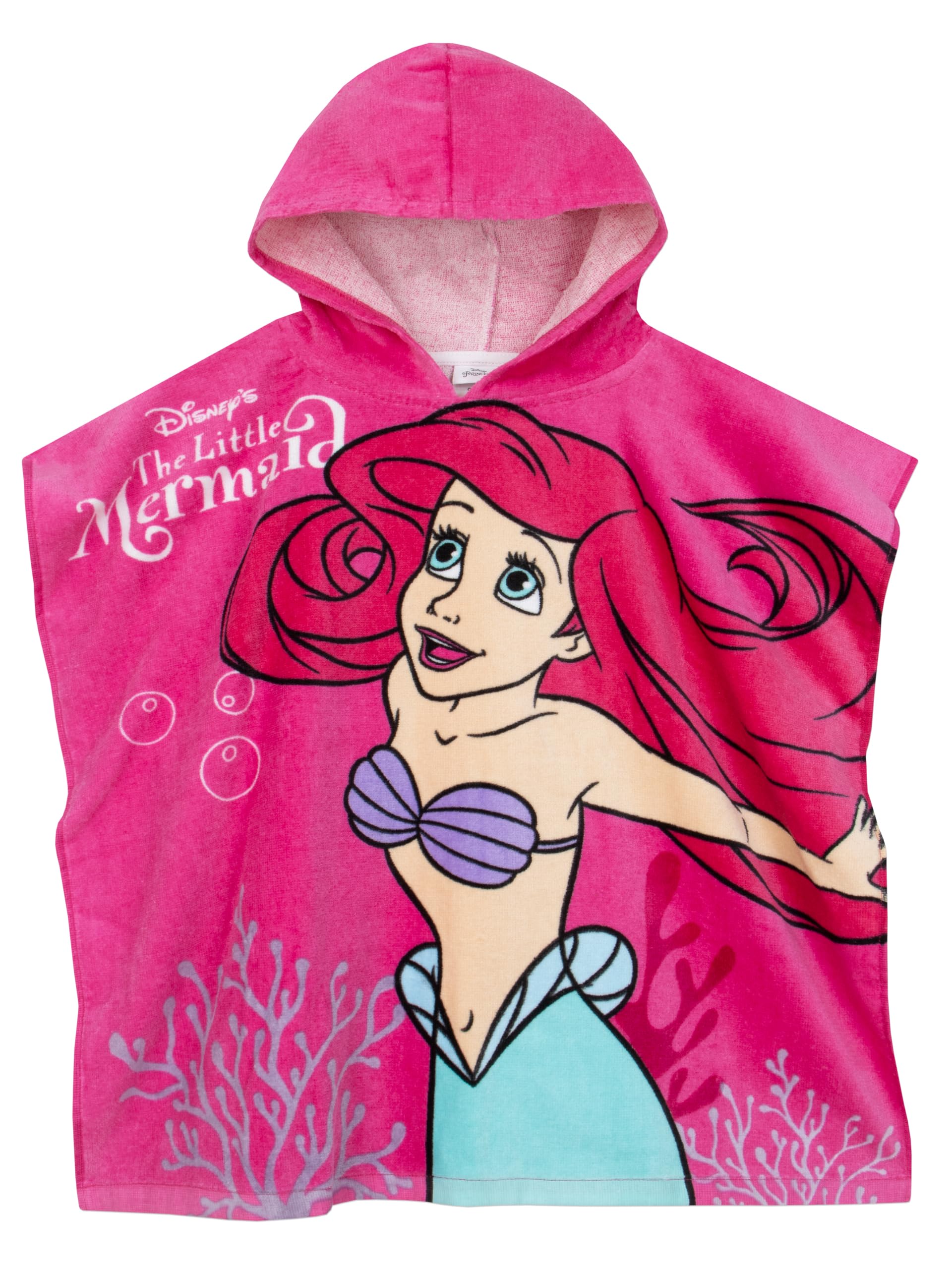 Disney Poncho Towel For Girls | The Little Mermaid Towel | Princess Ariel Swimming Towels | One Size Pink