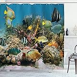 Ambesonne Ocean Shower Curtain, Colorful Coral