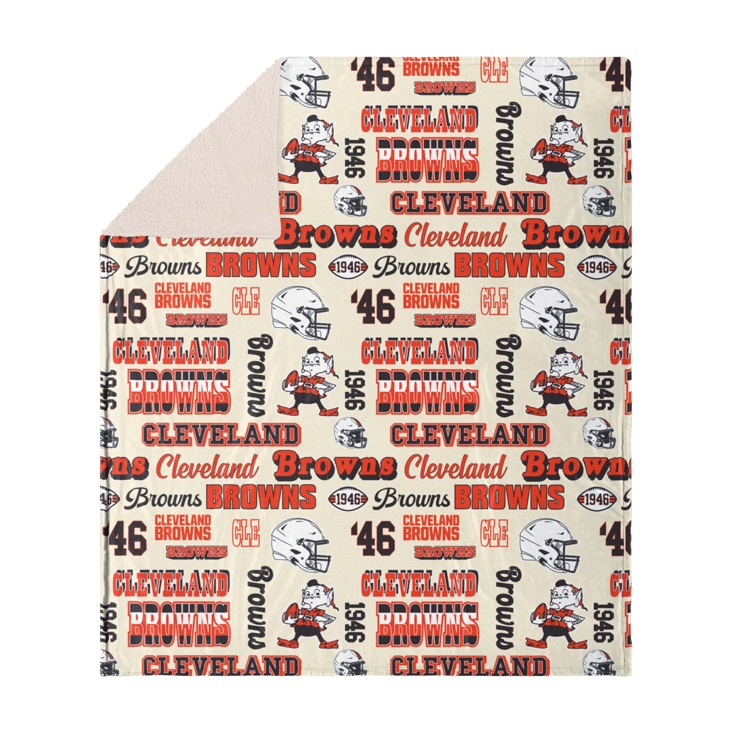 FOCO Cleveland Browns NFL Retro Sherpa Fleece Blanket