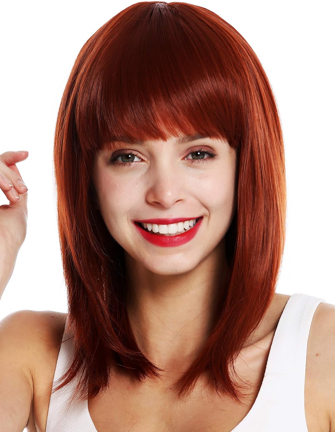 WIG ME UP - 0530-10-350 women's quality wig short shoulder length sleek voluminous layered fringe copper red - Image 3
