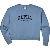 Womens Alpha New Jersey Vintage Distressed Arch Text Comfort Colors Crop Sweatshirt