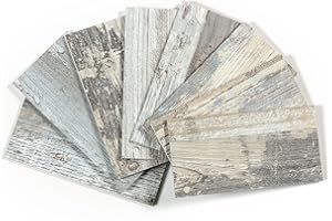Midcard 100-sheet Peel and Stick Backsplash PVC Wall Tile, 3″ x 6″ Rustic Wood Texture Self-Adhesive Wall Tile for Kitchen, Bathroom, Fireplace, Bedroom Vintage Mosaic