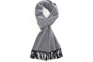 TAMOUKOC Men's Winter Scarf Warm Long Plaid Classic Tassel Scarf for Women