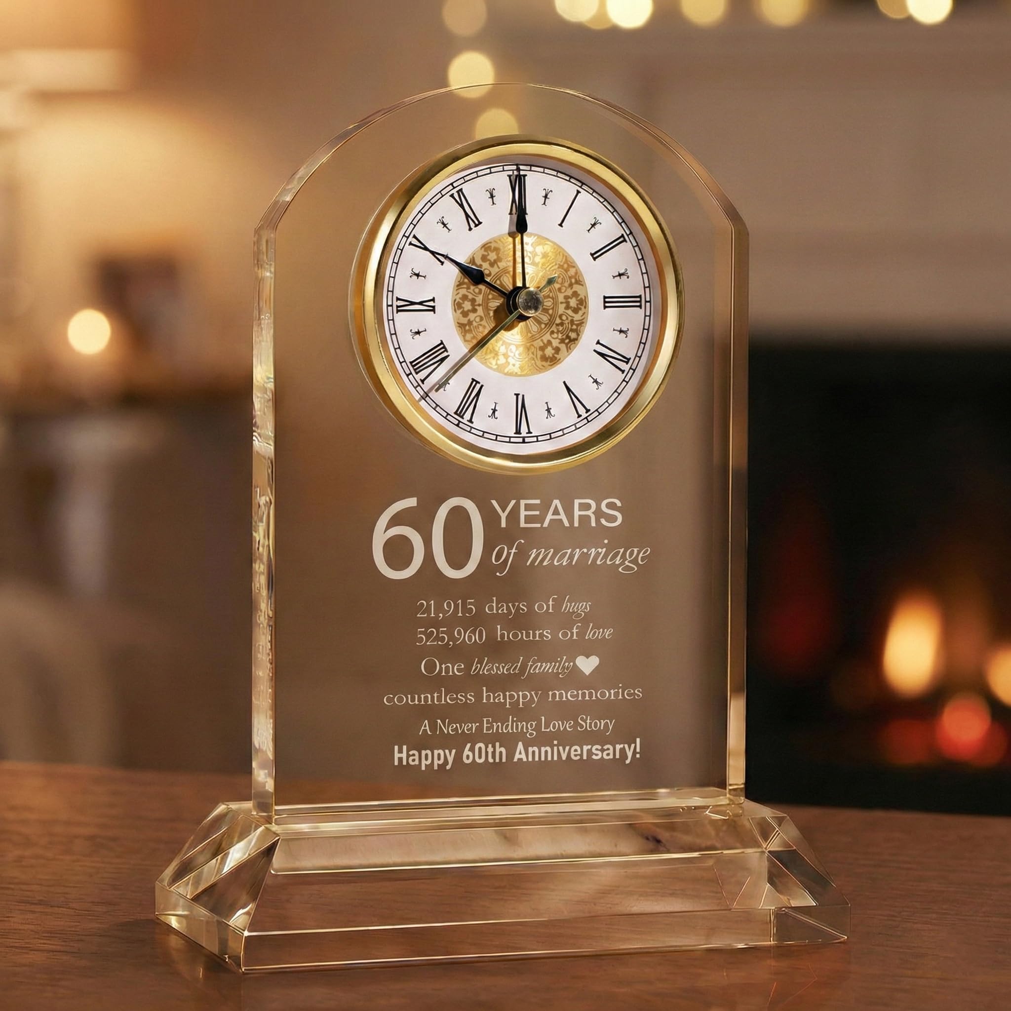 DEEWISH 60th Wedding Anniversary Clock, Best Gifts Ideas for Couple Parents Wife Husband Diamond 60 Years of Marriage for Him Her