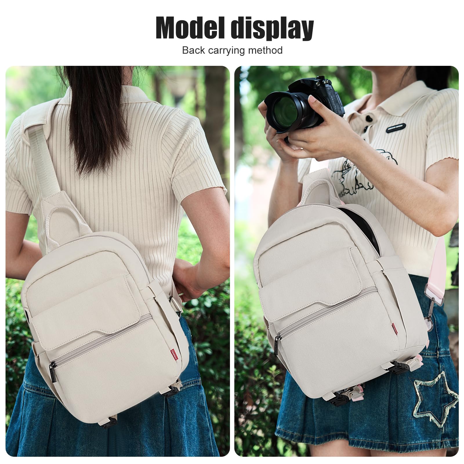 Cwatcun Camera Bag Crossbody Shoulder Messenger Camera Case, Lightweight DSLR/SLR/Mirrorless Photography Bag with Tripod Holder and Rain Cover for Canon, Nikon, Sony, Fuji Cameras, Lens Accessories