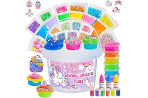 Crystal Clear Slime Kit for Kids, DIY Slime Making Kit with 36 Sets Add-ins, Rainbow Slime Bucket for Girls & Boys Ages 8-12,