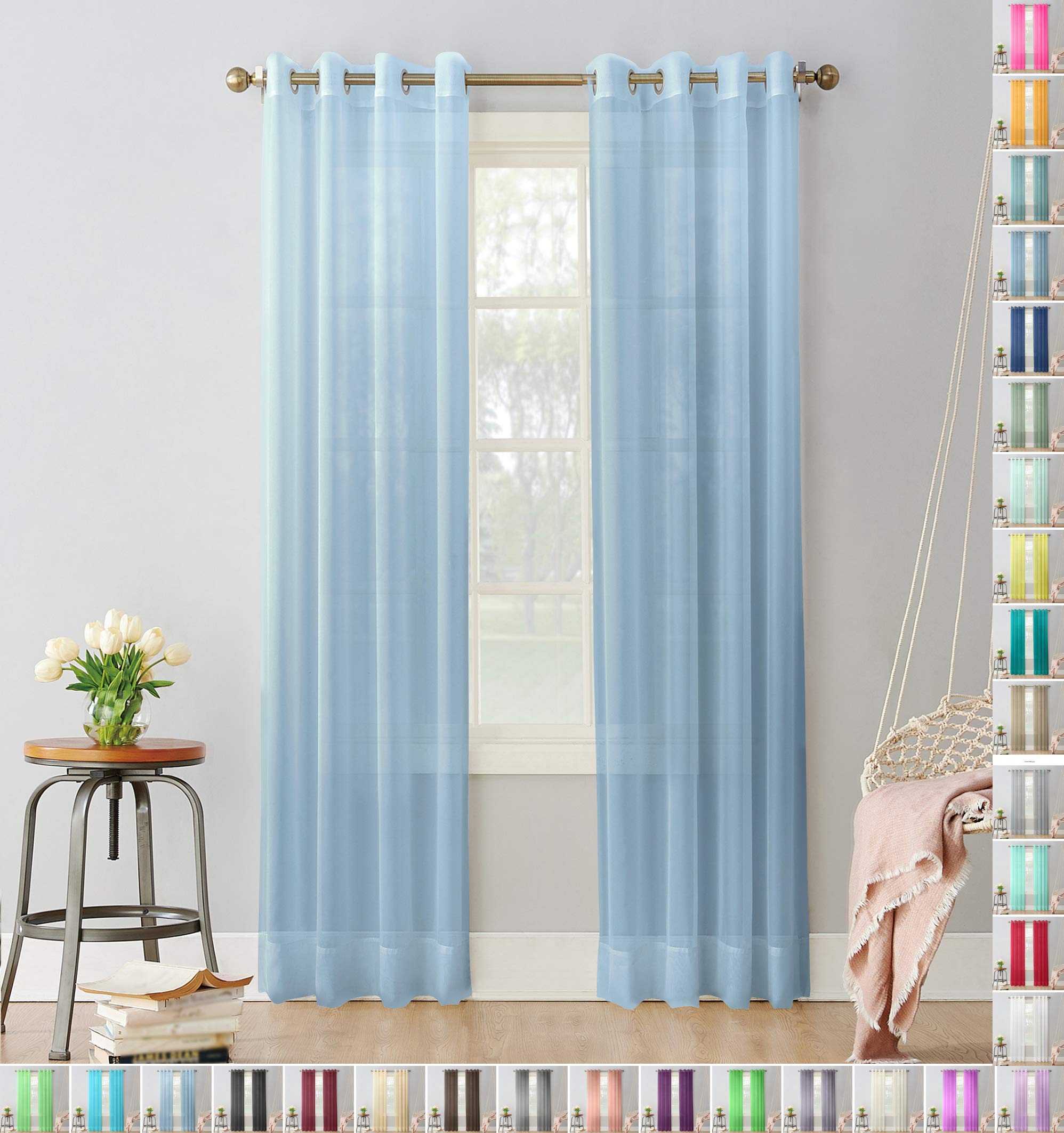 Megachest pair of sheer voile RING top (baby blue, 56" wideX90 drop(W142cmXH228.5cm))