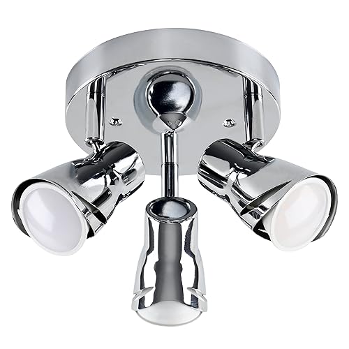 Modern Polished Chrome Square Plate Adjustable IP44 Bathroom 4 Way