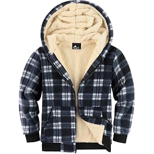Dekomere Boys Fleece Jacket with Hood Unisex Child Sherpa Lined Zip Up Warm Coat Hooded Sweatshirt Outerwear