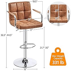 Yaheetech Bar Stools Set of 2, PU Leather