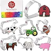 Ann Clark 7-Pc. Farm Animals Cookie Cutter Set, Made in USA, Cow, Pig, Sheep, Rooster, Horse, Barn, Tractor