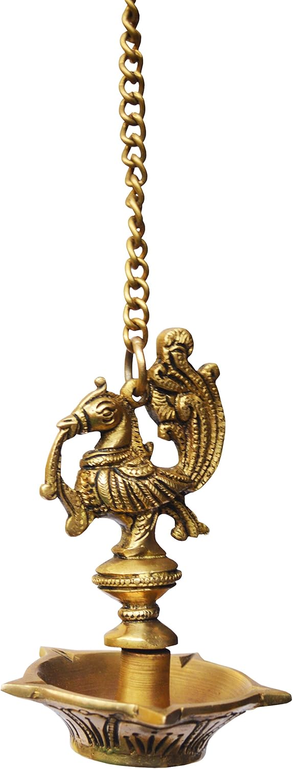 Oil Lamps & Accessories - Aakrati Brass Hanging Bird Oil Lamp Decorative Statue in Antique Finish for Home Decoration