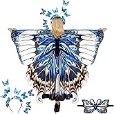 Rngmsi Butterfly Wings Shawl Costume Butterfly Wing Cape with Skirt Headband Mask Set for Women Halloween Party Dress up