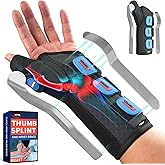 FEATOL Carpal Tunnel Wrist Brace Night Support, Thumb Spica Splint Left Hand for De Quervains Tenosynovitis, Tendonitis, Wrist Brace With Thumb Support-Small/Medium-Women & Men, Black