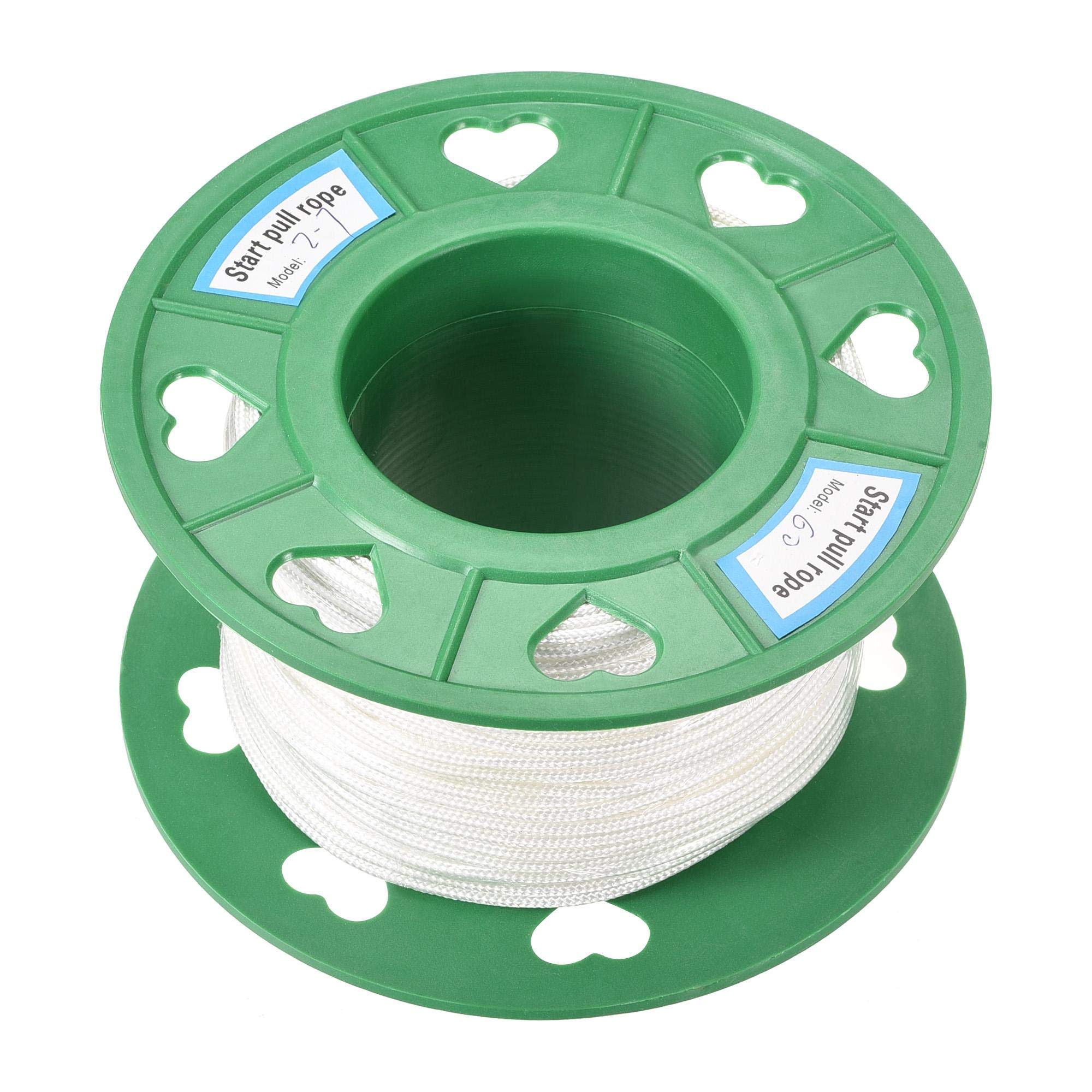 sourcing map Recoil start Rope 2.7mm 3/32 Inch Dia 60m 196ft Polyester Pull Cord White for Lawn Mower Trimmer Engine Replacement Part