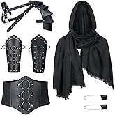 Medieval Knight PU Leather Corset Belt Shawl Men Renaissance Half Shoulder Cape Scarf Buckle Bracers Retro Accessories