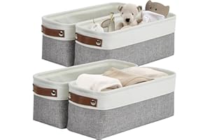 DECOMOMO Small Basket for Bathroom Organization, Narrow Storage Baskets for Shelves and Toilet Paper Storage (Grey & White - 