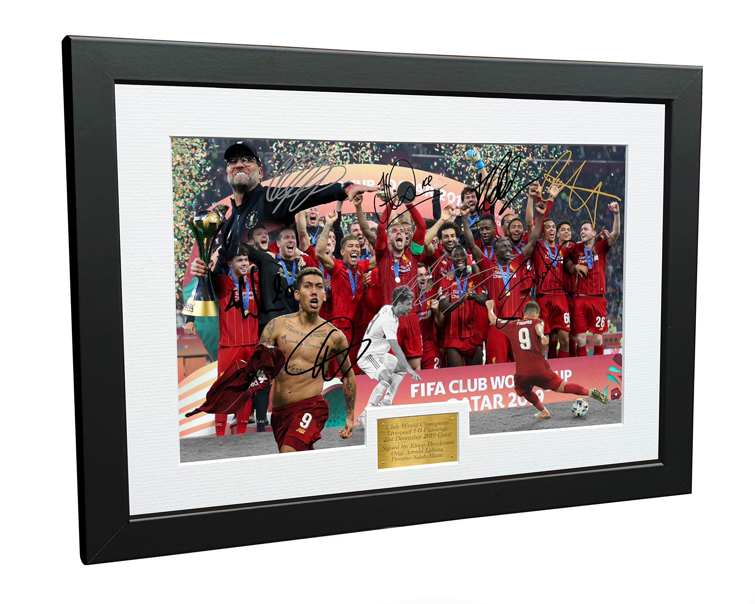 Kitbags & Lockers 2019 CLUB WORLD CHAMPIONS CELEBRATION 12x8 A4 Signed Liverpool Henderson-Klopp-Salah-Mane-Firmino-Origi-Lallana-Arnold Autographed Photo Photograph Picture Frame Soccer Gift