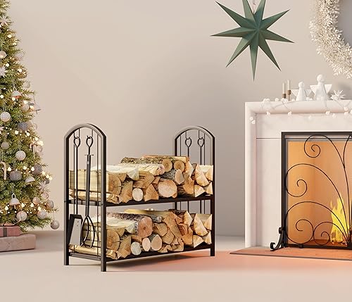 Fire Beauty Fireplace Firewood Log Rack 5-Piece Storage Logs