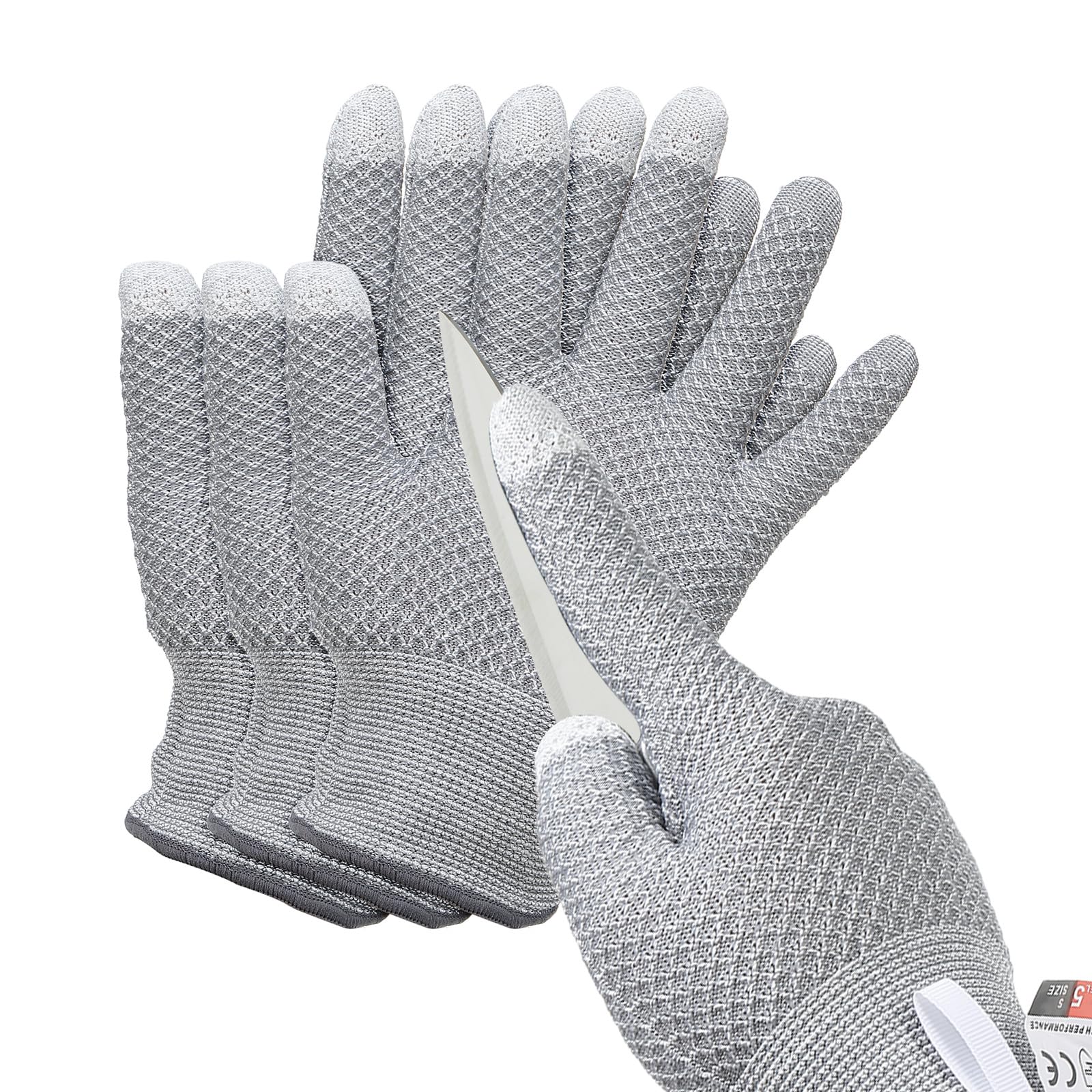 PATIKIL Cut Resistant Gloves, 2 Pair Touchscreen Level 5 Protection Cutting Gloves Anti Cut Kitchen Work Glove for Mandolin Slicing Oyster Shucking Whittling Wood Carving, Gray, X-Large