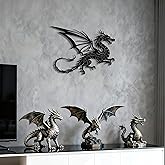 YATEASLU Dragon Wall Art – Medieval Fantasy Metal Sculpture with Large Wings, Waterproof Man Cave, Bathroom Wall Decor & Dragon Lover Gifts, Christmas gifts (14.6x10.4Inch)