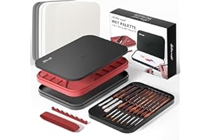 Wet Pallet for Painting Miniatures - Golden Maple 2 in 1 Dry and Wet Palette with Lid, Including 11 Miniature Paint Brushes,100PCS Palette Paper, 4PCS Sponges, Paint Brushes Holders